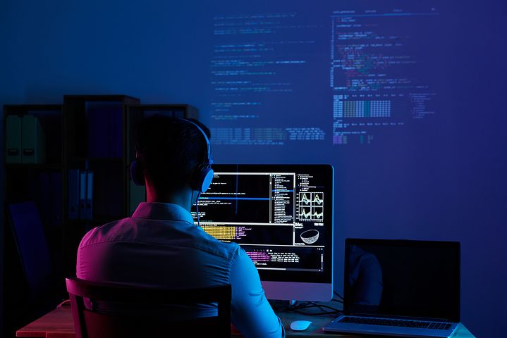 Software developer working at a computer